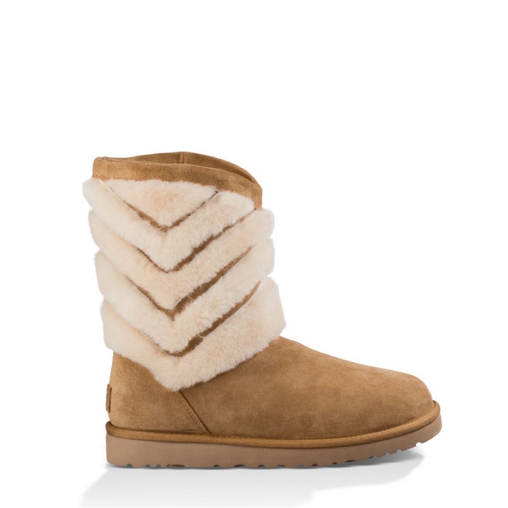 UGG Tania Chevron Chestnut Suede Shearling Women's Winter Boots